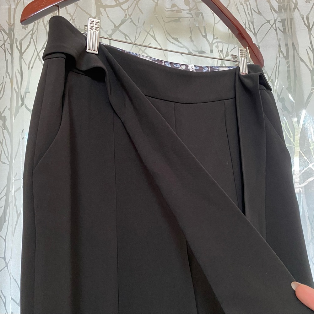 Ted baker black tie waist culottes high rise waisted wide leg crop cropped pants - Picture 6 of 14